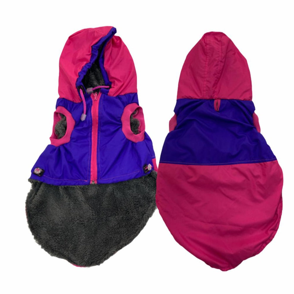 CHALECO IMPERMEABLE CON CAPOTA FUCSIA- MORADO